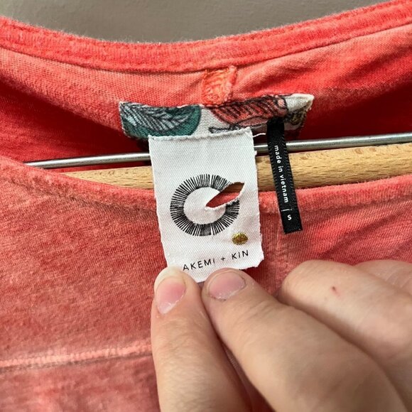 Anthropologie AKEMI + KIN‎ Small Seamed Peplum Orange 3/4 Sleeve Oversized Top - - Picture 4 of 6